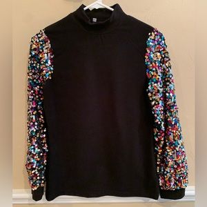 EUC black and confetti sequins long sleeves